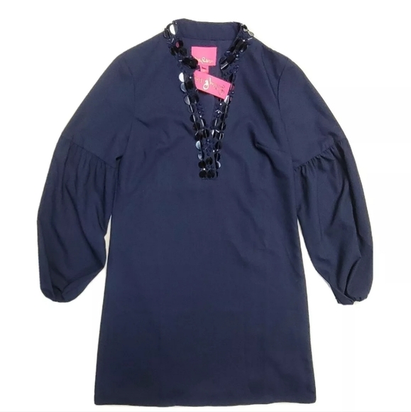 lilly pulitzer Dress Navy Blue 4 Sequin shea Stretch - Picture 2 of 4